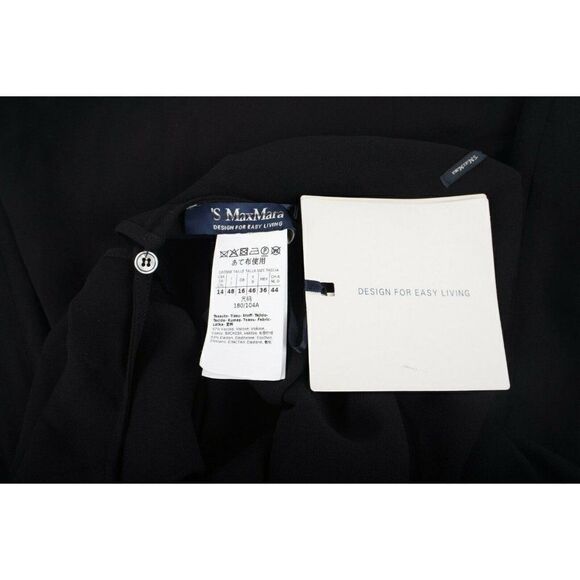 Max Mara Womens Renoir Blouse Top Shirt Cap sleeve Sz 14 L Black Made Italy NWT - Picture 7 of 7